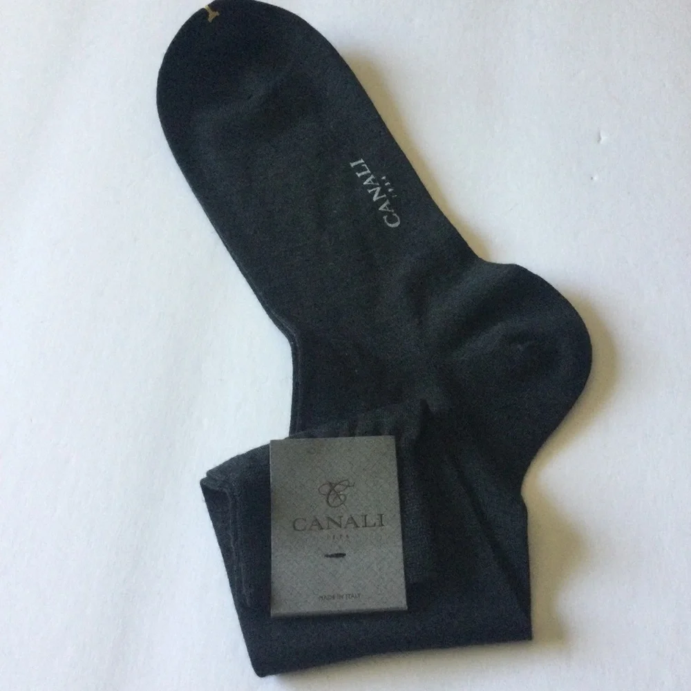 CANALI MENS SOLID LIGHTWEIGHT WOOL BLEND SOCKS CHARCOAL GRAY SIZE LARGE NWT